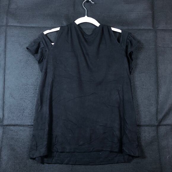 LOFT Womens Top Black Cold Short Sleeve Shoulder Rayon Blend Stretch M - Picture 10 of 12